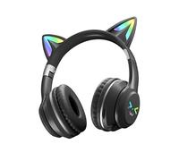 LJHJYDW Cute Cat Ear Gaming Headset 4-in-1 - RGB Backlit, Low Latency Wireless Bluetooth 5.1 & Wired Headphones, Foldable, 10H Playtime for Girls, PC, PS5, Switch, Mobile