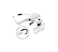 LJHJYDW Headband Magnifier, Head MountLighted Magnifying Glasses, Hands Headband 2 Magnifier Adjustable 5 Lens 1X 1.5X 2X 2.5X 3.5X Interchangeable Lens Eye Magnifying Glasses for Jewelry Appraisal