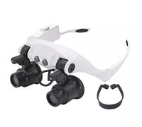 LJHJYDW Helmet Magnifier with Illumination 4 Magnification Hands- Binocular Glasses for Repair and Jewelry