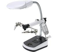 LJHJYDW Magnifier Desktop with Light and Stand, Lamp Table Magnifying Glasses with Auxiliary Clamp and Alligator Clips for Helping Repair Station Small Items, Miniatures Projects. Marriage