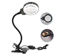 LJHJYDW Magnifier Loupe with Clamp,Dimmable,2-in-1 Desktop Magnifier Desk Lamp with 90MM 5X Lens Bright Light Magnifying Tool Repair Tools,Craft, Jewelry,Sewing A