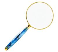 LJHJYDW Magnifying Glass Handheld Reading Magnifier Imitation Agate Jade Detachable Handle Magnifying Lens Shatterproof Magnifying Mirror Reading Books Inspection Insects Blue