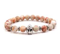 LJHJYDW Mens Bracelets Orange, Rhinestone Bracelets Buddha Helmet Skull Owl Elephant Metal Nature Stone Beads for Women Wedding Jewelry