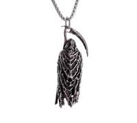 LJHJYDW Men's necklace, fashionable and personalized jewelry Gothic Vintage Reaper's Scythe Necklace Life Devil Pendant Men's Personality Trend Charm Jewelry Gift