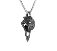 LJHJYDW Men's necklace, fashionable and personalized jewelry Retro Gothic 3D Crow Skull Pendant Necklace for Men Women Personalized Punk Hip Hop Rock Animal Jewelry Gift