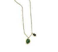LJHJYDW Men's necklaces, women's jewelry, fashion Vintage Green Black Onyx Stone Ladies Suit gift