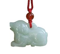 LJHJYDW Natural Emerald Chinese Pendant Necklace Jewellery Fashion Ccessories Hand-Carved Man Woman (Gem Color : Dog)