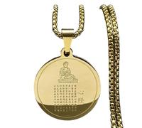 LJHJYDW New 2025 Buddhist Buddha Meditation Heart Meridian Medal Necklace Women Men Stainless Steel Spiritual Buddhism Amulet Chain Decoration Jewelry Commemorative Accessories Trendy Best For Gift