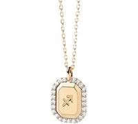 LJHJYDW Sterling Silver Necklace, Signs Silver Necklace Elegant Ladies Necklace Ancient Roman Symbols Zirconia Choker Horoscope Square Pendant Necklace Jewelry For Girls Birthday Present