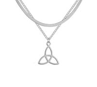 LJHJYDW Trinity Knot Pendant Necklace, Stainless Steel, Celtic Triquetra, Religious Irish Jewelry