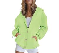 LJHJYDW Women's Solid Cardigans Fashion Autumn Button Down Hoodies Ladies Fall Casual Soft Jacket with Pocket Long Sleeve Sweatshirts