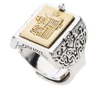 ljhnba Artistic Open Band Copper Rings Embellished with Ten Auspicious Signs Mythical Creature Rings for Fashion Lovers Copper Tribal