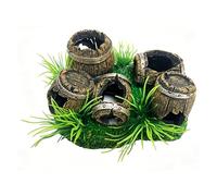 ljhnba Barrels Shape Reptiles Shelter Hand Painted Waterproof Resins Hide Cave for Snake Tanks and Habitats Resins Hide Cave