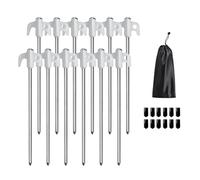 ljhnba Camping Tent Stake Carbon Steel Canopy Stakes Spikes Heavy Duty Tents Peg Wind-proof Lengthened Tent Ground Peg Steel Camping Spikes Stakes with Hook Garden Ground Anchors Wind Canopy Pegs