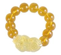 ljhnba Citrine Stone Wealth Good Luck Feng Shui Bead Attract Wealth Amulet Jewelry Gift Wristlet Wire Bangle String Round Pendant