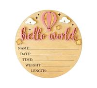 ljhnba Infant Board Birth Weight Height Time Wall Display Unique Memory Keepsakes for Writing Name Weight Height and Birth Time Unique Wood Memory Sign with Space to Write Star Pastel Colors