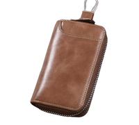 ljhnba Practical PU Leather Organizers with Hooks Zippers Closure Card Holder Keychain Case Wallet Compact Travel Essential Holder Bag