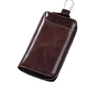 ljhnba Practical PU Leather Organizers with Hooks Zippers Closure Card Holder Keychain Case Wallet Compact Travel Essential Holder Bag