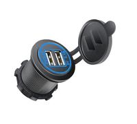ljhnba USB Charging Socket 12V-24V Power Outlet 2.1A Double Outlet with Waterproof Caps Rings Light Port for Car Motorcycle Charging Socket