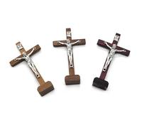 ljhnba Wood Crosses Catholic Statue for Home Decorations Table Standing Crucifix Religious Figurine Small Wood
