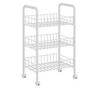 LJHU Trolley White Metal Mesh Utility Cart, Durable Storage Trolley 3- Tier, Multi- purpose Shelving Organizer for Office Bedroom Dentist Book Storage (Size : 3 layer)