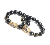 LJIANGD Black Obsidian, Wealth Windmill Color Change Piyao Vintage Black Obsidian,10mm