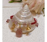 LJIANGD Lucky Bag/Round/Peach/Cat Paw Natural Strawberry Crystal Good Luck Bells Red Rope Braid s Women Jewelry,Lucky Cat