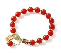 LJIANGD Natural Gemstone, Natural 8mm Jade Amulet Good LuckQuartz Reiki Meditation Evil Talisman Prosperity Money Jewelry