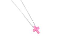 LJIANGD New Women Genuine 925 Sterling Silver Blue Stone Cross Charm Opal Necklace Rosary