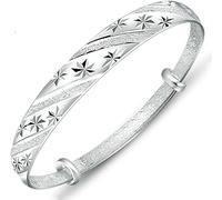 LJIANGD Sterling Silver,AdjustableSterling Silver Bangle, Sterling Silver For Women,Women 925 Sterling Silver Adjustable Cuff Bangle Stars Sterling Silver Jewellery Birthda