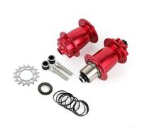 LJISEHG 32H Dirt Jump Bike Hub Set, CNC Aluminum Alloy Front 100mm & Rear 135mm, 16T Single-Speed Freewheel, 6 Sealed Bearings, 14G Spoke Compatible(Red)