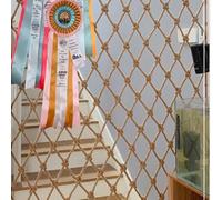 LJISEHG 8CM*10CM Balcony Safety Rope Net for, Natural Jute Hemp Rope Netting, Multi-Use for Photo Wall Decoration, Playground Play, Stairs Railing Protection & Plant Climbing,(1Mx7M)