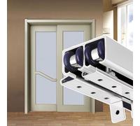 LJISEHG Trackless Barn Ghost Door Kit, Invisible Sliding Door Track, Concealed Hardware for Wooden Pocket Door, Kitchen & Garage Use(Silver,90inch/228.6cm)