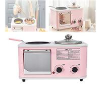 LJJ Countertop Oven, Four-in-One Breakfast Machine, 5L, Pink, Temperature Control, 1200W