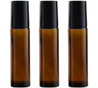 LJJCSFF 3 Pcs 10ml Amber Glass Roller Ball Applicator Refillable Eye Roller Bottles Roll On Essential Oil Bottles Rollerball Bottles For Oils