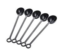 LJJCSFF 5PCS Black Plastic Measuring Spoons, Long Handle Coffee Spoon, 5*21cm/1.96*8.26 inch, Modern Design, Dishwasher Safe