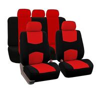 LJJWIW Car Seat Cover Sets for FIAT 500L 500X 500S 500e 500,Front Rear Covers Protector Breathable Comfortable Full Surround Kit Airbag Compatible Accessories,Red