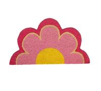 LJJY-KK Fisura - Doormat House Entrance Rainbow Made of Coconut with Pvc Anti-Slip Backing. Original Outdoor Doormat. Hand Painted. Measurements:70 cm x 40 cm, Flower, Pink, 1 * 70 cm (Semicircul