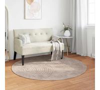 Ljkjelesy Galati Area Rug, Round, Beige, Diameter 200 cm, Polyester, Non-Slip, Washable Rug for Indoor and Outdoor, Living Room, Bedroom, Hallway, Balcony, Easy Care, Durable, Versatile