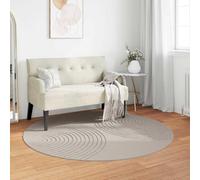 Ljkjelesy Galati Area Rug, Round, Cream, Diameter 120 cm, Polyester, Non-Slip, Washable, Easy Care for Indoor and Outdoor Use, Living Room, Bedroom, Children's Room, Hallway, Balcony, Modern, Vintage,