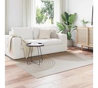 Ljkjelesy Galati Square Area Rug, Cream, 200 x 200 cm, Non-Slip, Washable Polyester Rug for Indoor, Outdoor, Living Room, Bedroom, Hallway, Balcony, Modern, Vintage, Boho