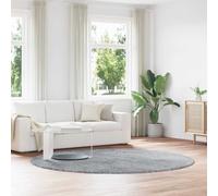 Ljkjelesy Navarra High Pile Rug, Light Grey, 240 x 240 cm, Round, Easy-Care Shaggy Rug for Indoor and Outdoor Use, Living Room, Bedroom, Children's Room, Balcony with Non-Slip Underside