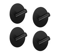 LJLink Hooks Without Drilling Self Adhesive Wall Hooks Modern Hooks for Bathroom Kitchen Bedroom Office Matte Black Towel, 4 Pack Round