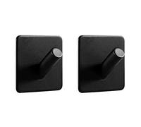 LJLink Wall Hooks Without Drilling 2 Pack Self Adhesive Modern Hooks for Bathroom Kitchen Bedroom Office, Matte Black