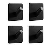 LJLink Wall Hooks Without Drilling - Self Adhesive Modern Hooks for Bathroom, Kitchen, Bedroom, Office - Matte Black Towel Hook, 4 Pack