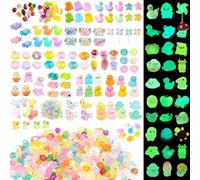 LJMBOEN 400pcs Luminous Mini Resin Animal in The Dark Tiny Miniature Figures Ornament Duck Frog Mushroom Owl Dog Rabbit Crab Dolphin Shell Fairy Garden Accessories Aquarium Landscape Bonsai Decor