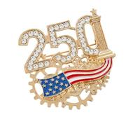Ljmyy 250Th Anniversary US Independence Commemorative Brooch With Shining Rhinestones And Flag Accent