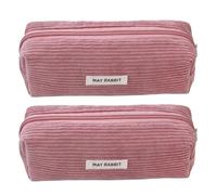 Ljmyy 2Pcs Corduroy Pencil Case Large Compartment, Meat Powder
