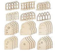 Ljmyy 48Pcs Fairy Garden Doors, Unfinished Miniatures, Wood, A