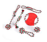Ljmyy 6 Pcs Indestructible Cute Tug Of War Plush Christmas Dog Toy Chew Toys Puppies Pet Interactive Toys Interesting Dog Chew Rope Toy